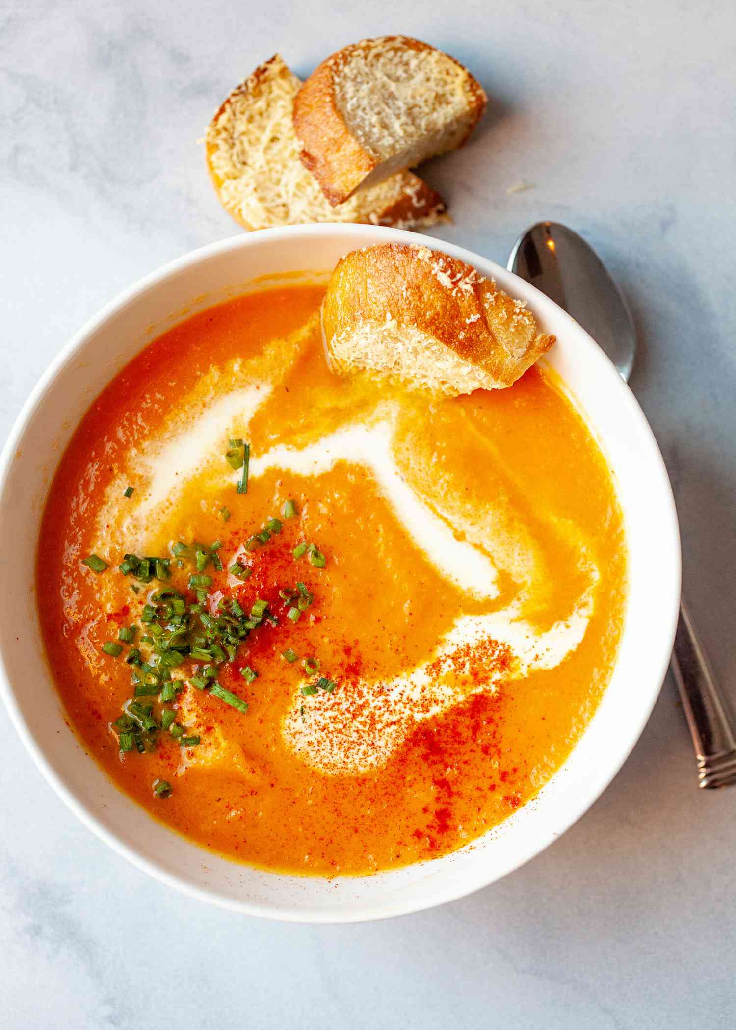 A bowl of carrot soup