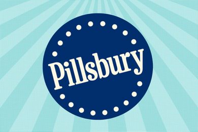 Pillsbury logo in blue circle with white text and decorative dots