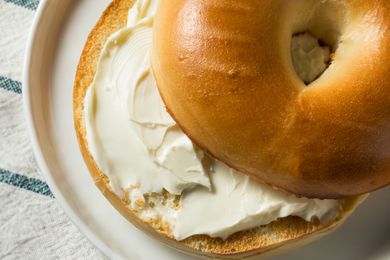 a bagel with cream cheese