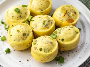 Copycat Starbucks Egg Bites made in the instant pot and served on a tray
