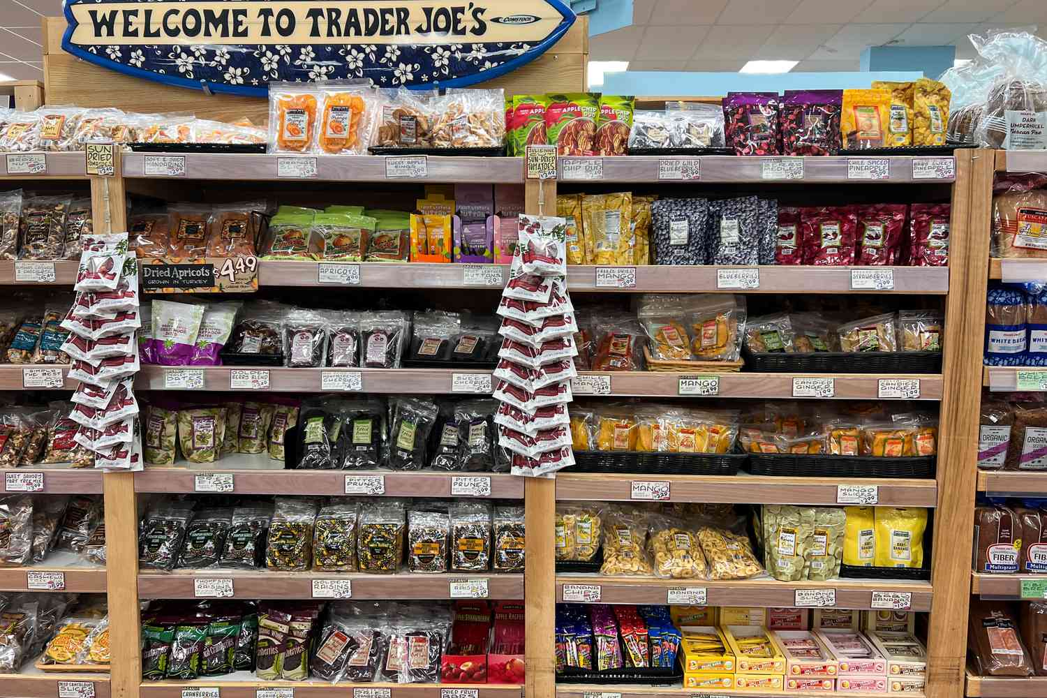 Dried fruit section at Trader Joe's