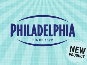 Philadelphia Cream Cheese branding with a New Product badge