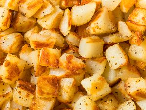 Homemade Fried Potato Hash Browns with Salt and Pepper