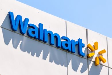 The Walmart logo on the side of a building