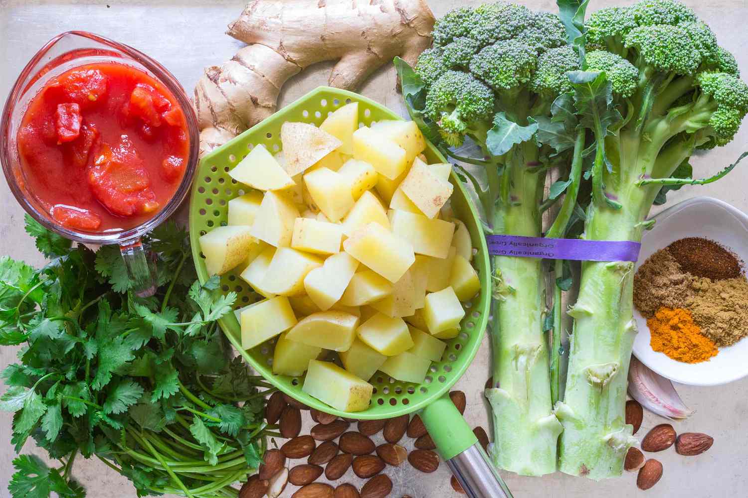 potatoes tomatoes broccoli vegetables for vegan curry