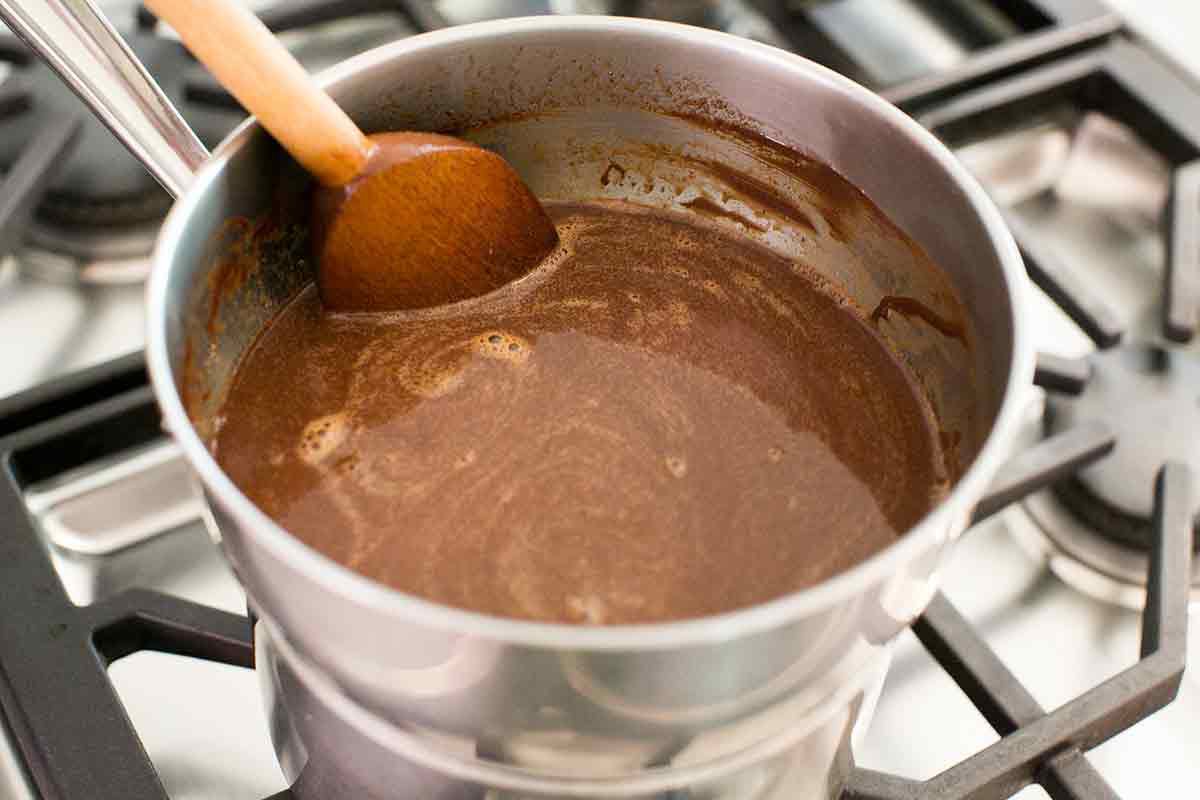 melting chocolate on stovetop