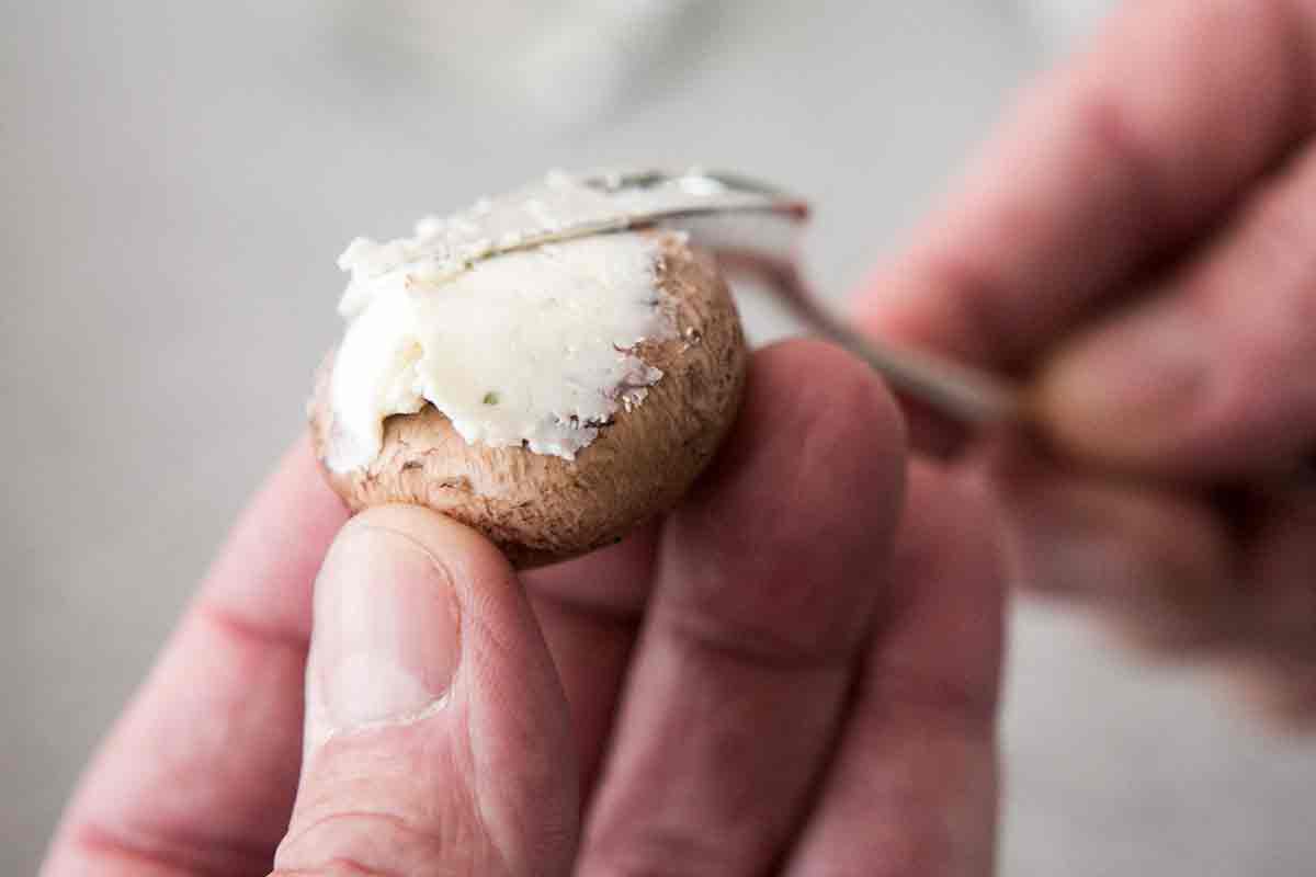 stuff mushroom caps with boursin cheese mixture