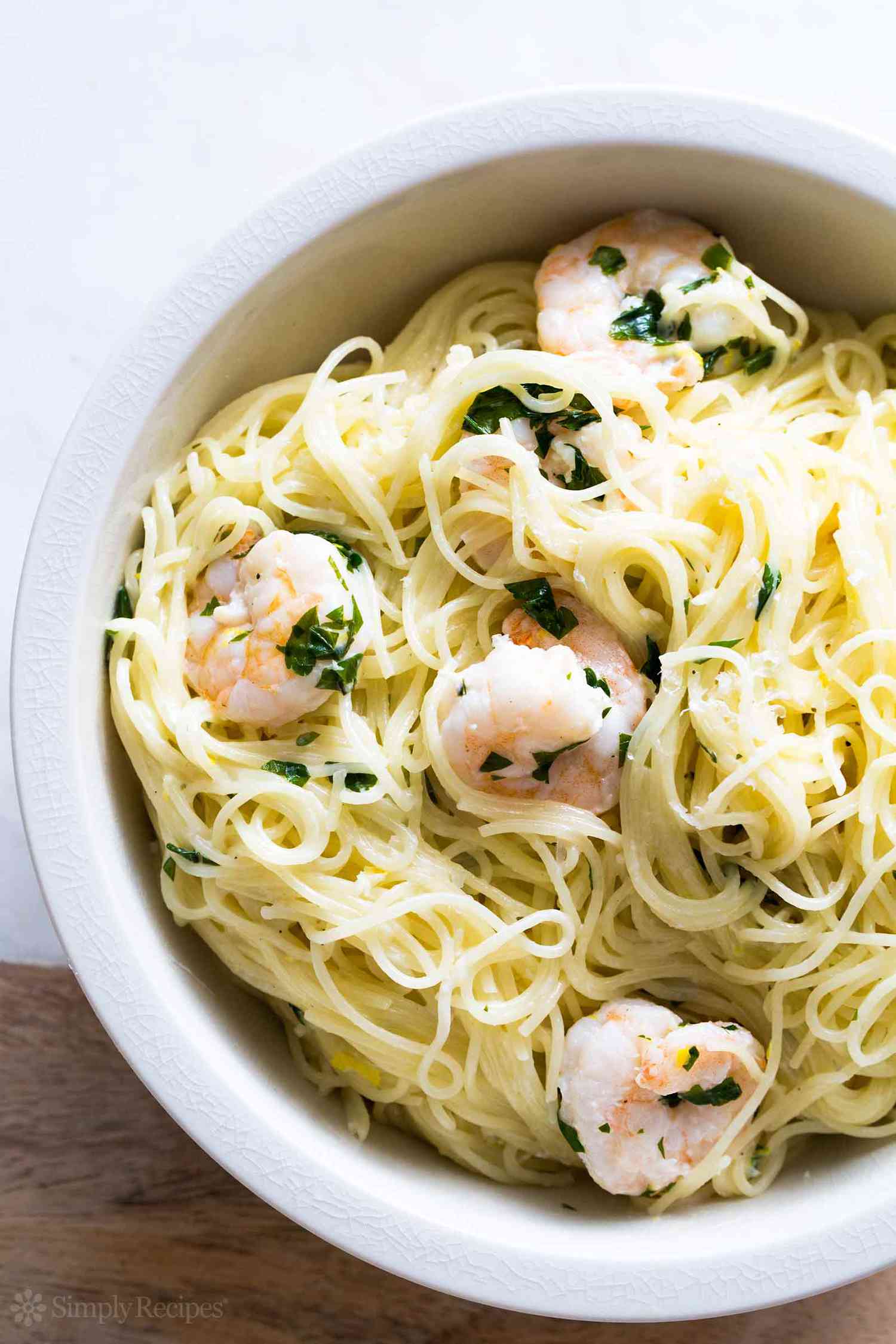 Angel Hair Pasta with Shrimp Parmesan Lemon Cream Sauce