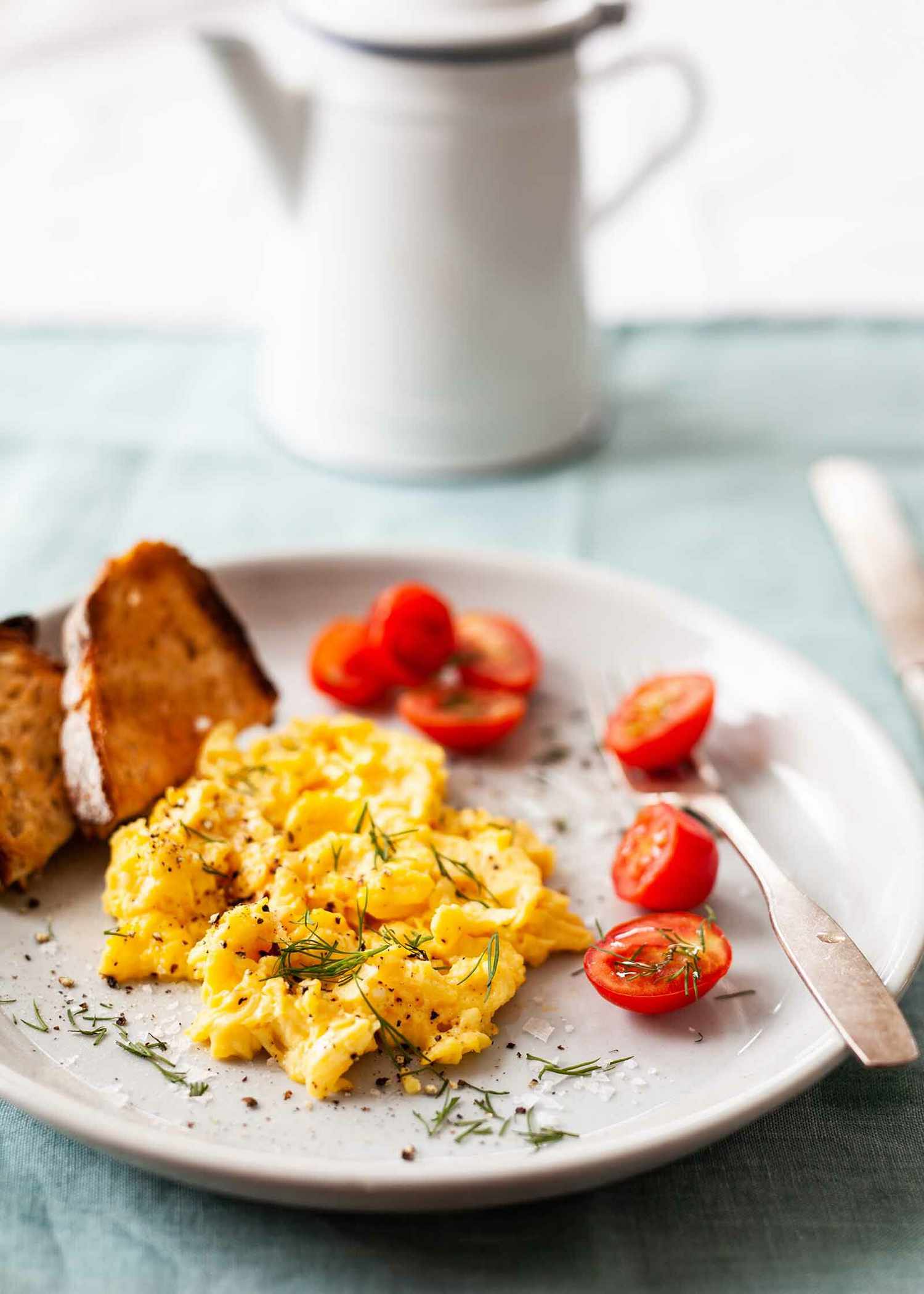 scrambled eggs on a plate