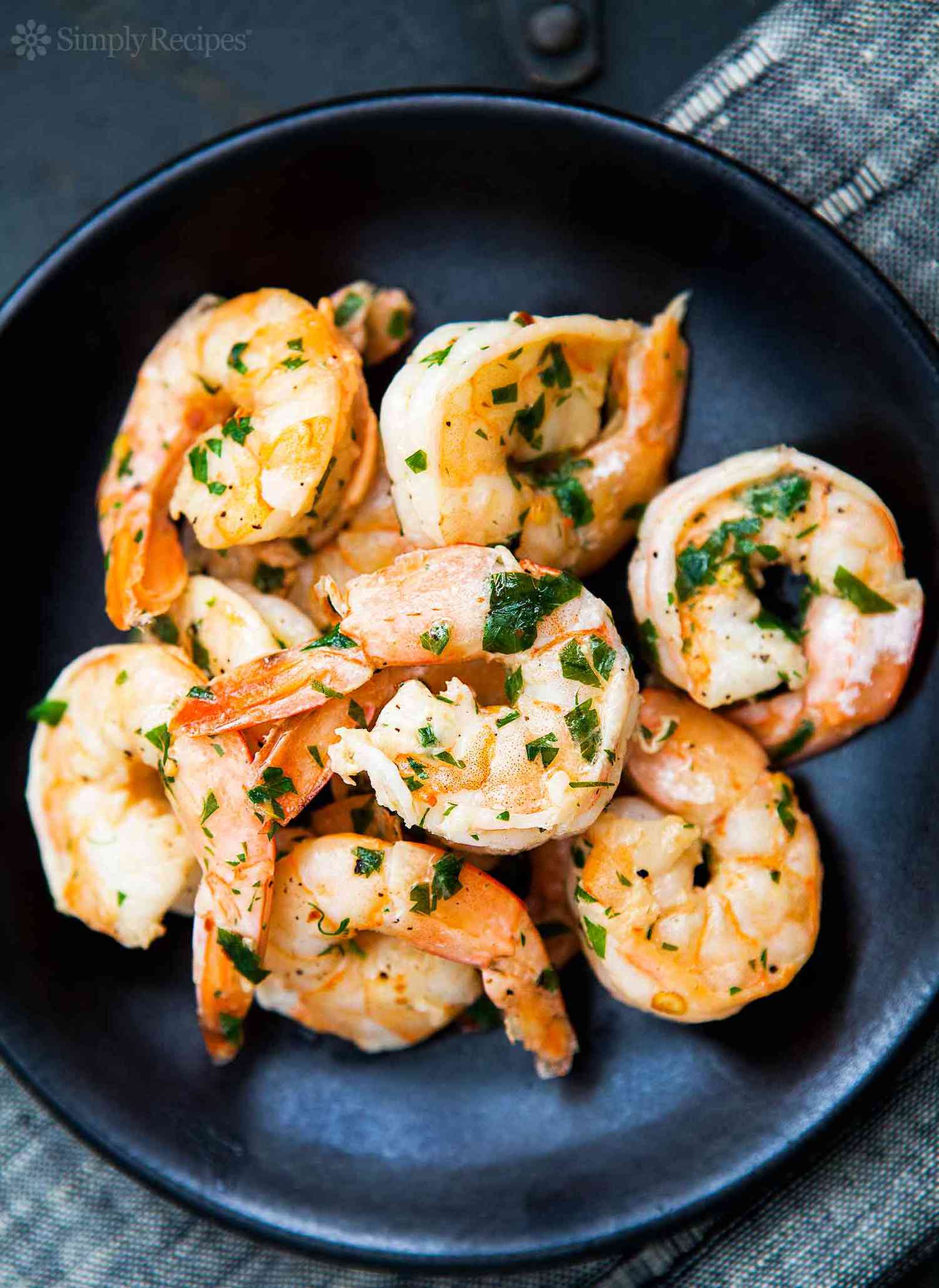 Shrimp Scampi in Skillet with Parsley