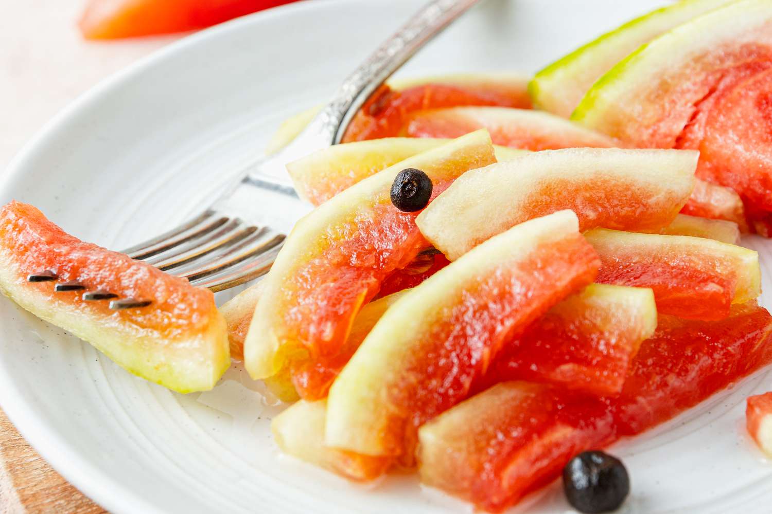 Pickled Watermelon Rinds on a Plate