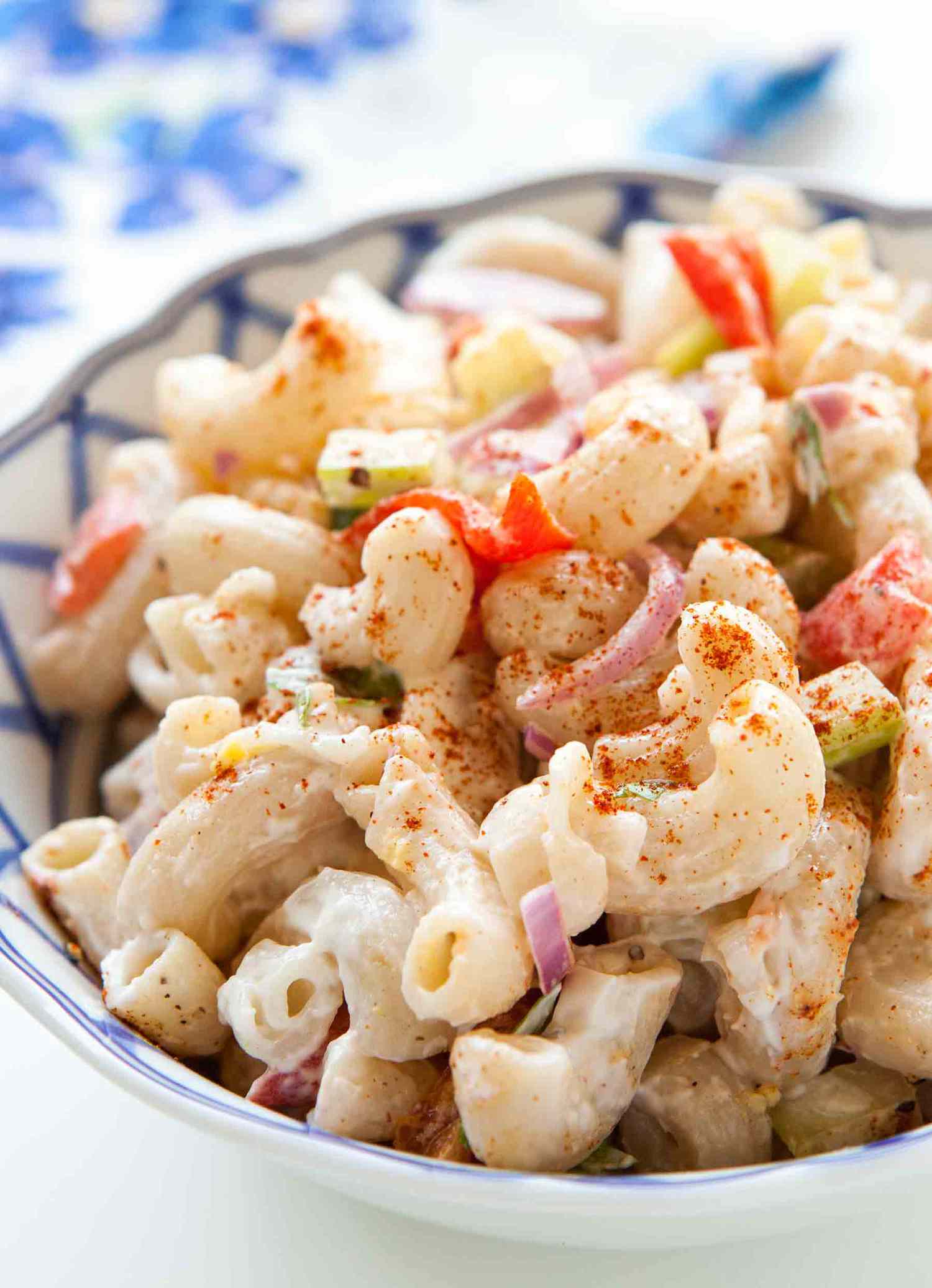 Simple Macaroni Salad with Egg in a serving bowl