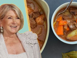 Martha Stewart and a bowl of her comforting beef stew