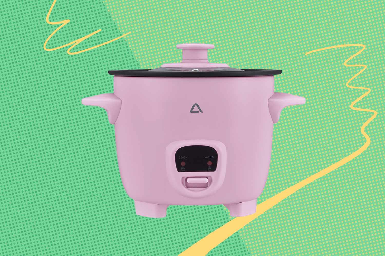 Small rice cooker with lid and handles