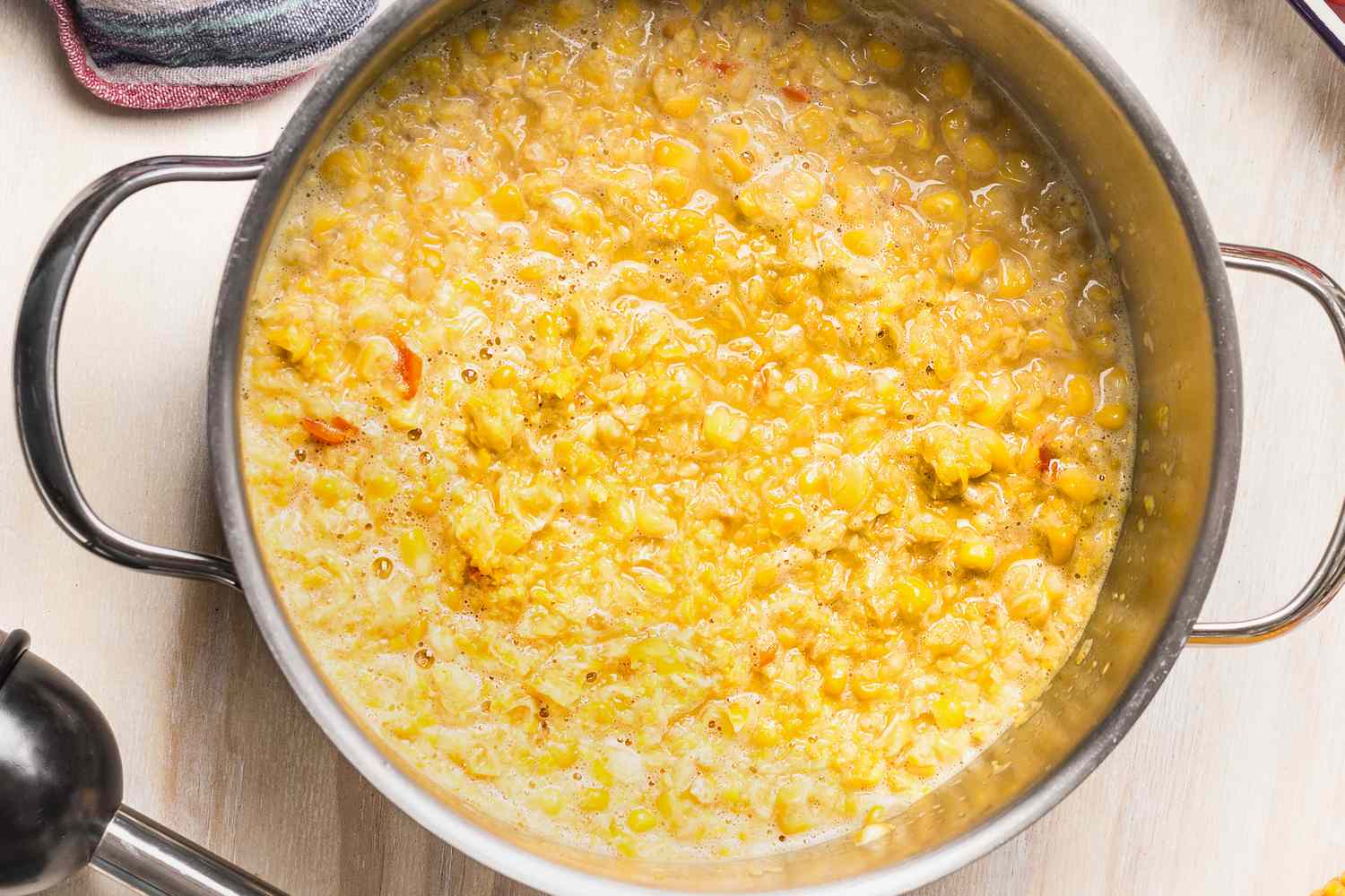Creamed corn in a large pot