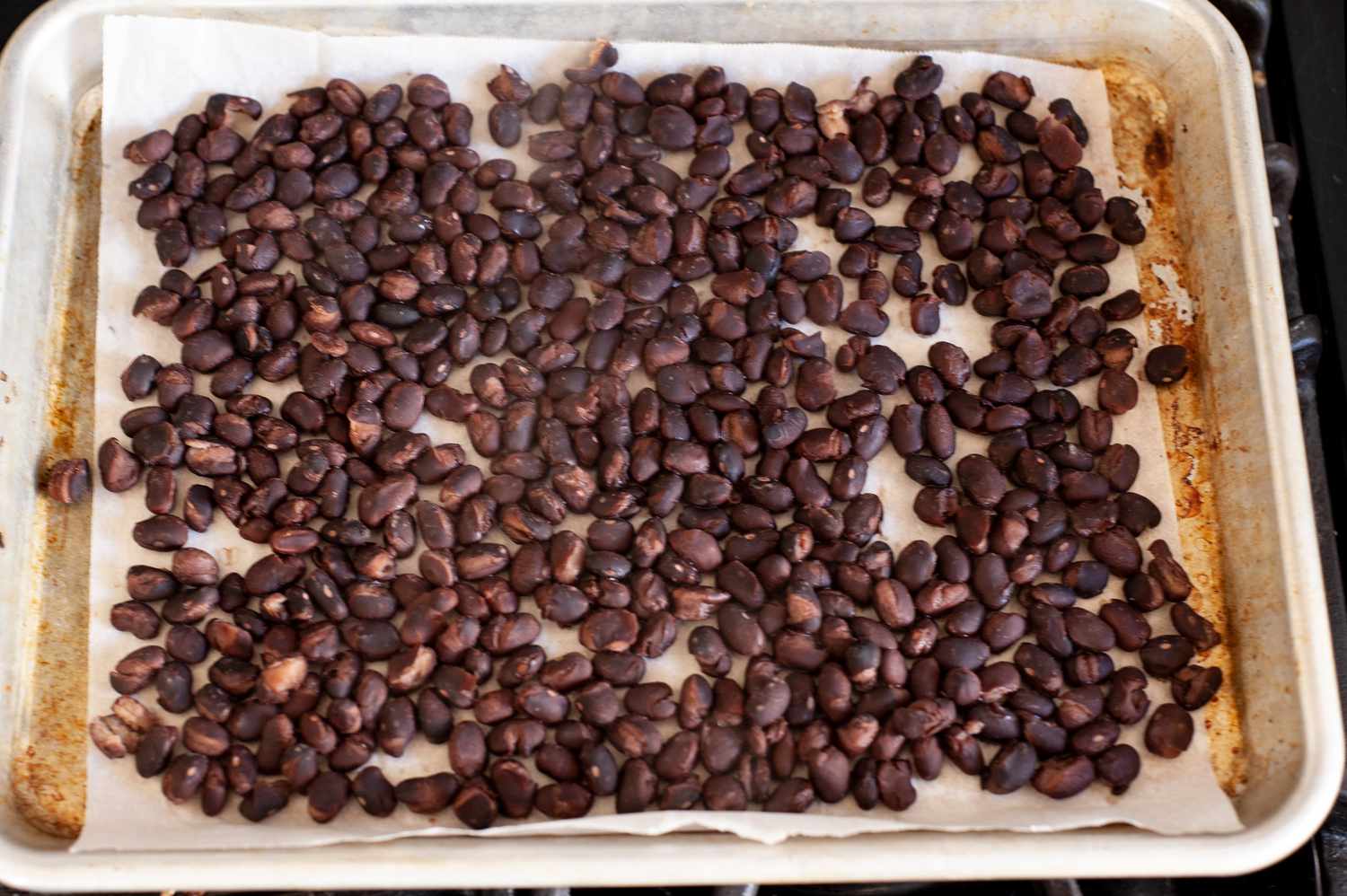 Canned Beans on a Baking Tray for Black Bean Smash Burger