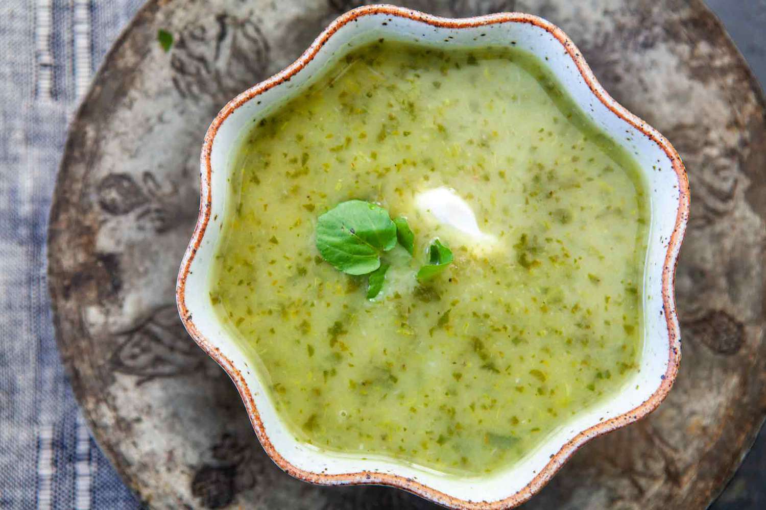A bowl of watercress soup