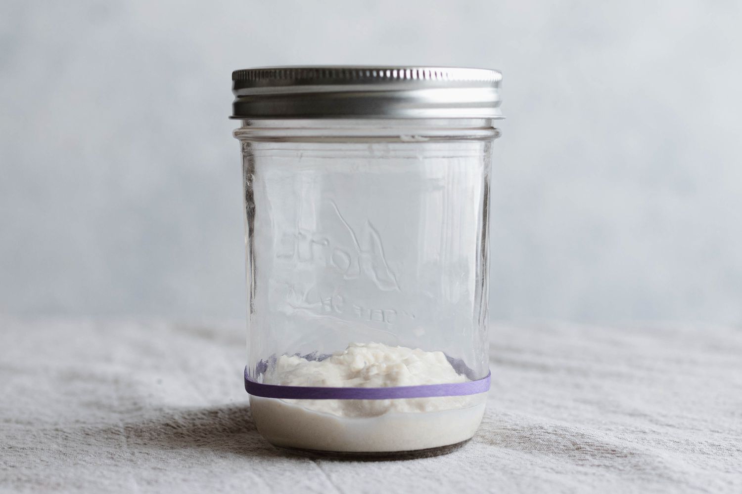 Simple sourdough starter in a mason jar.