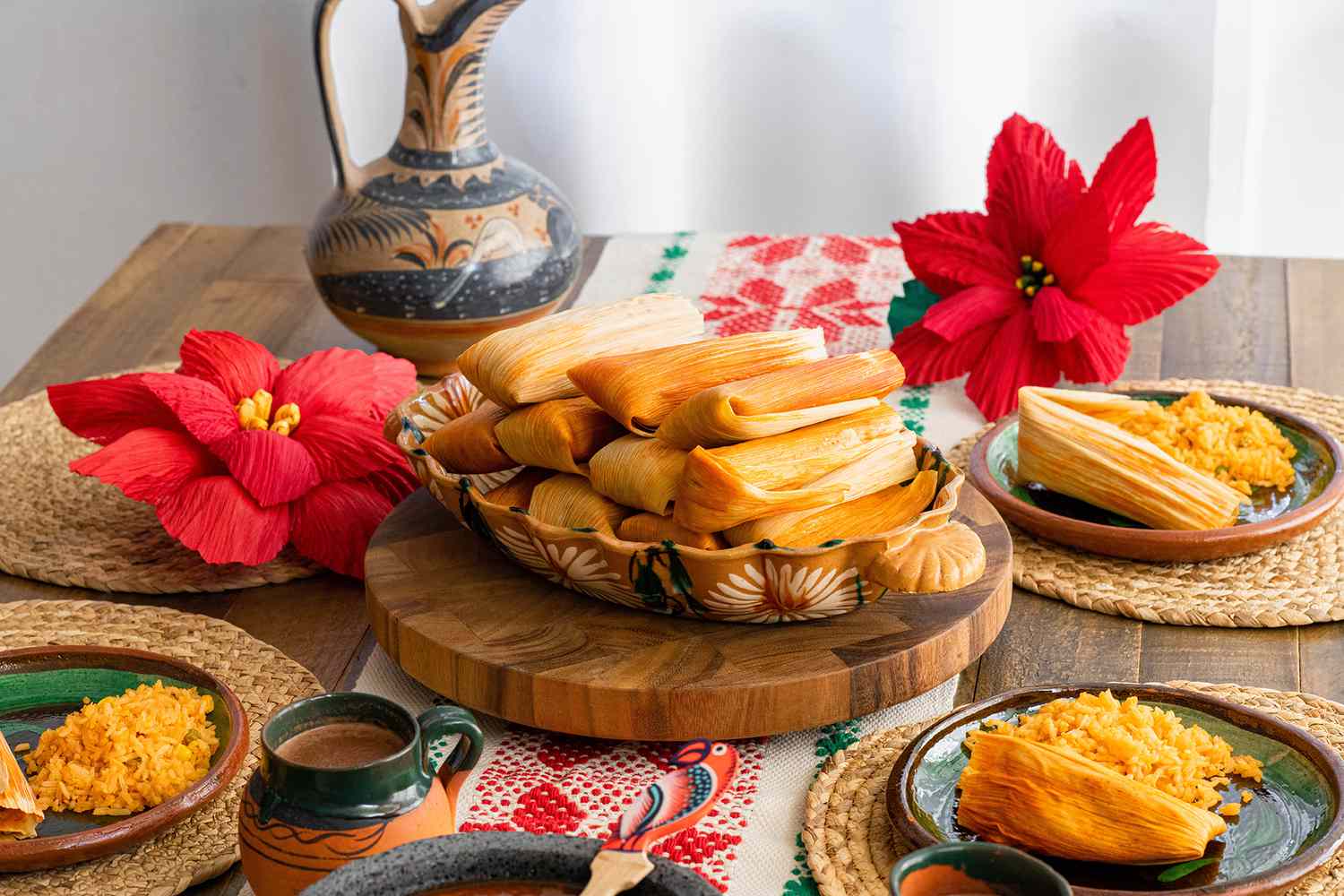 Tamales on a dinner table