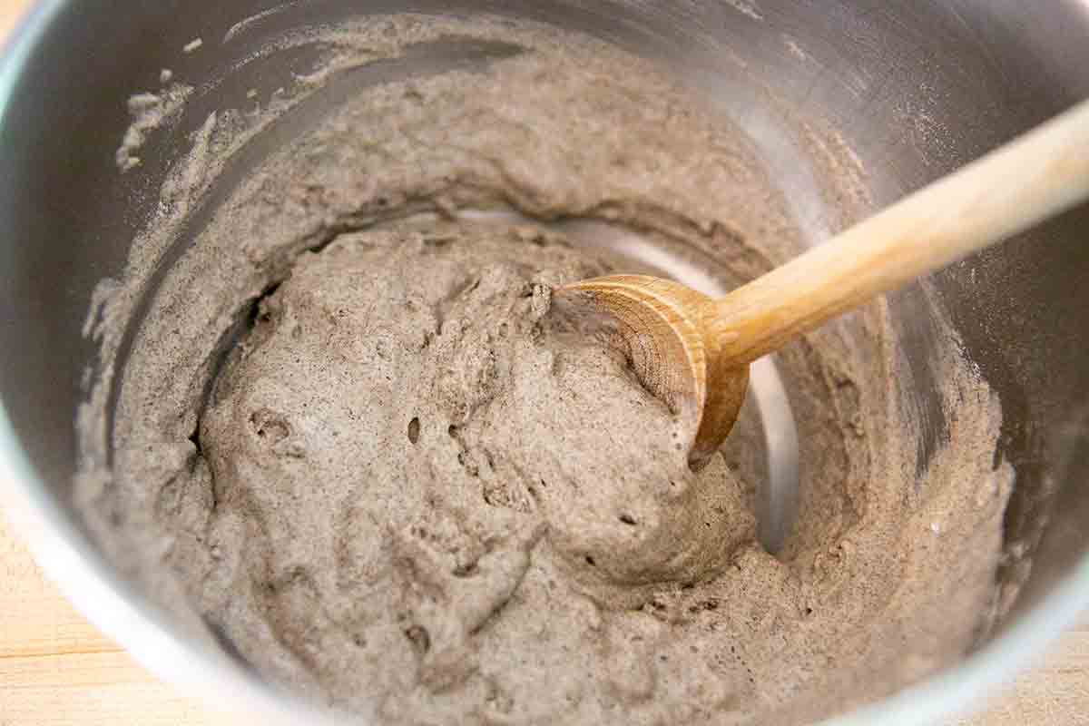 beat batter for buckwheat waffles