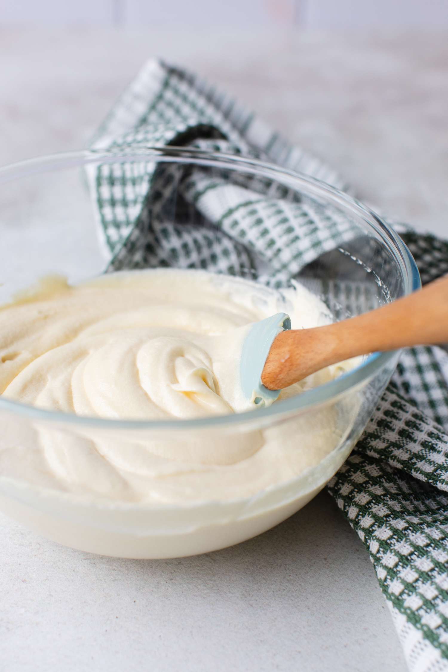 Homemade Cream Cheese Frosting in Bowl with Spatula
