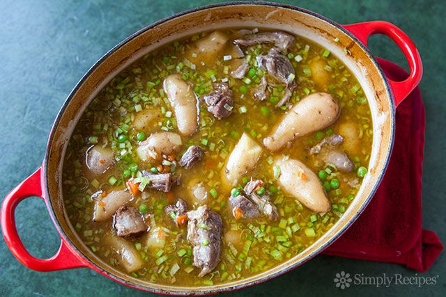 Spring lamb stew still in the pot, ready to serve and eat