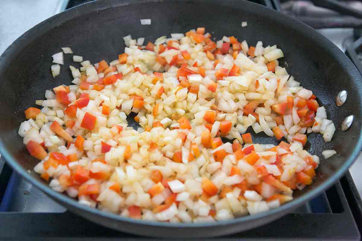 Saute the onions and garlic for the sauce