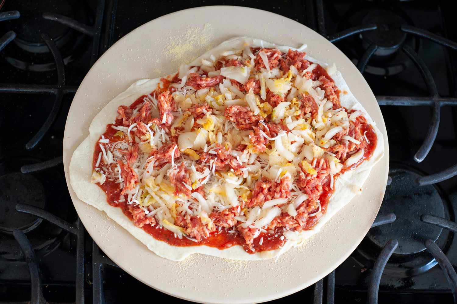 Top pizza with toppings.