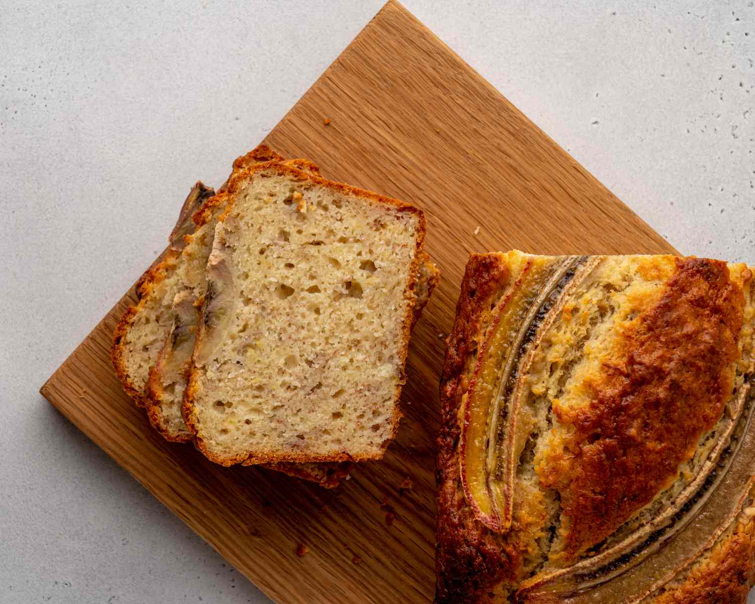 banana bread on a cutting board