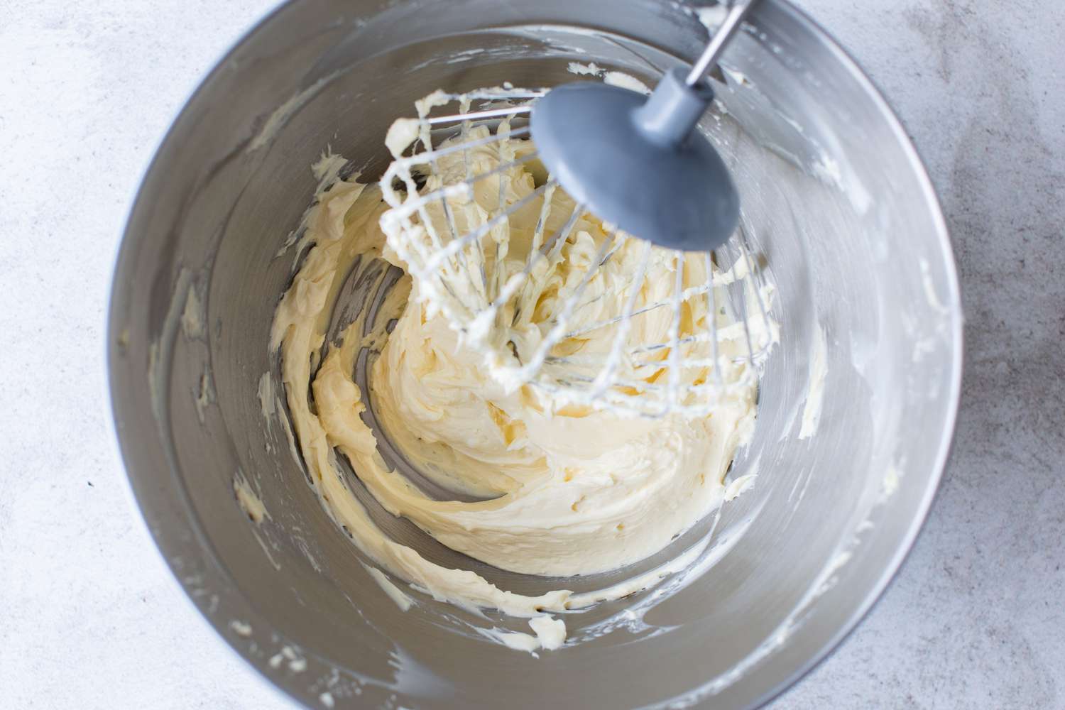 Homemade Cream Cheese Frosting in Mixing Bowl 